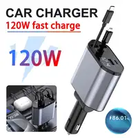 Cargador de Coche Retráctil Klack 4 en 1 de 120W