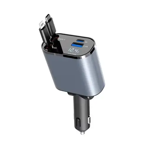 Cargador de Coche Retráctil Klack 4 en 1 de 120W