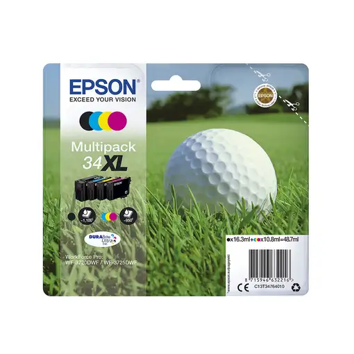 Epson Golf ball Multipack 4-colours 34 XL Black/Std. CMY DURABrite Ultra Ink