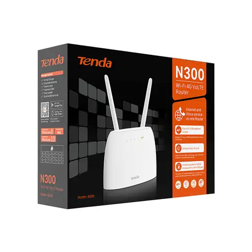 Tenda N300 router inalámbrico Ethernet rápido Banda única (2,4 GHz) 4G Blanco