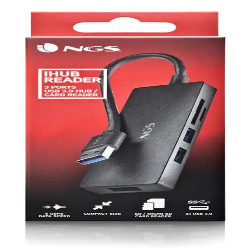 NGS IHUB READER USB 3.2 Gen 1 (3.1 Gen 1) Type-A 5000 Mbit/s Negro