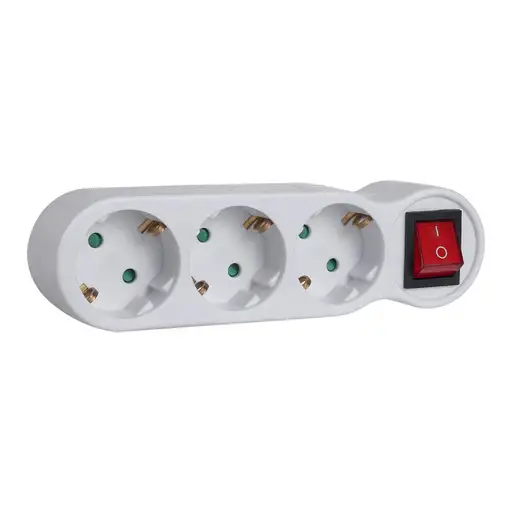 Regleta de 3 enchufes Klack con interruptor y toma de tierra, 16A, MAX 3680W