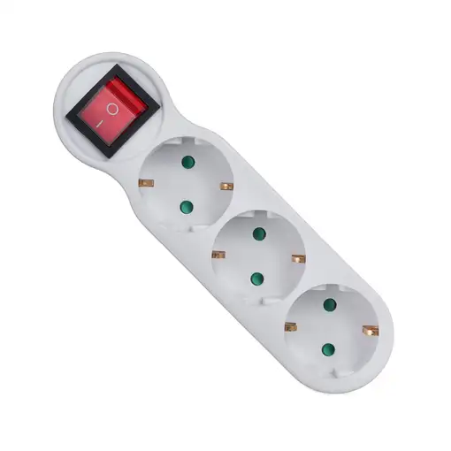 Regleta de 3 enchufes Klack con interruptor y toma de tierra, 16A, MAX 3680W