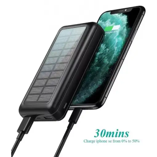 Batería PowerBank Solar Klack de 30000mAh Solar Portátil Con Entradas Tipo C