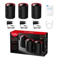 Cudy M3000 3-Pack Doble banda (2,4 GHz / 5 GHz) Wi-Fi 6 (802.11ax) Negro, Rojo 1 I Cudy M3000 3-Pack Doble banda (2,4 GHz / 5 GHz) Wi-Fi 6 (802.11ax) Negro, Rojo 1 I