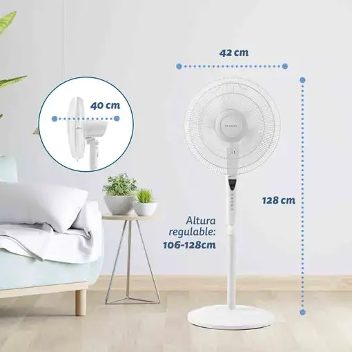Ventilador Grunkel B16ECOTIMER, 60W, 3 vel., modos, temporizador y panel LCD