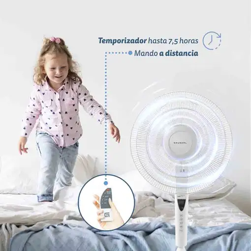 Ventilador Grunkel B16ECOTIMER, 60W, 3 vel., modos, temporizador y panel LCD