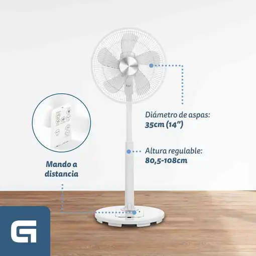 Ventilador Grunkel 16SILENCEPLUS, 12 vel., 3 modos, mando y temporizador