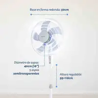 Ventilador Grunkel FAN-165X blanco, 50W, 3 vel., 5 aspas, altura regulable