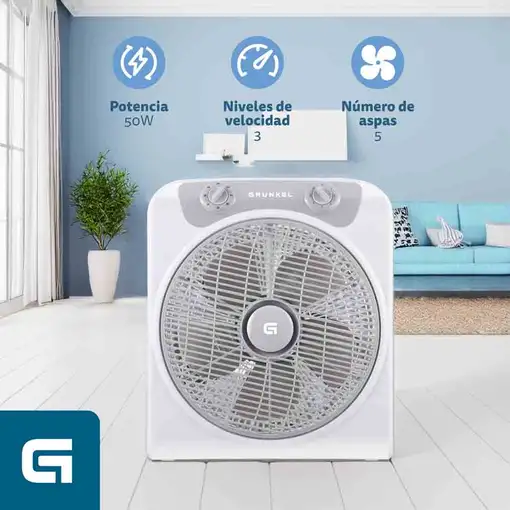 Ventilador Grunkel BOXFAN, 50W, aspas 30 cm, 3 vel., temporizador 60 min