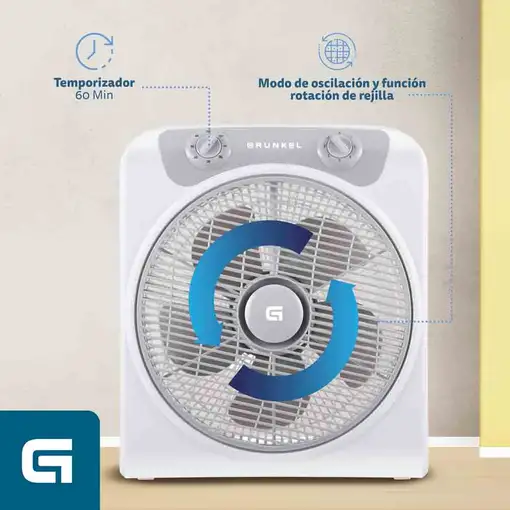 Ventilador Grunkel BOXFAN, 50W, aspas 30 cm, 3 vel., temporizador 60 min