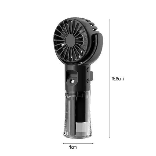 Mini Ventilador de Mano Klack F4 con Pulverizador de Agua Negro