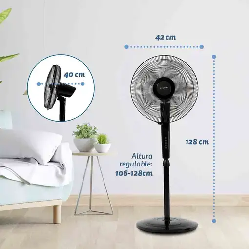 Ventilador Grunkel N16ECOTIMER, 60W, 3 vel., modos, temporizador y panel LCD