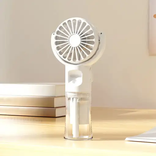 Mini Ventilador de Mano Klack F4 con Pulverizador de Agua Blanco