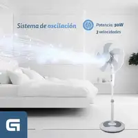 Ventilador Grunkel FAN-165R, 50W, 3 vel., 5 aspas, base redonda, altura regulable
