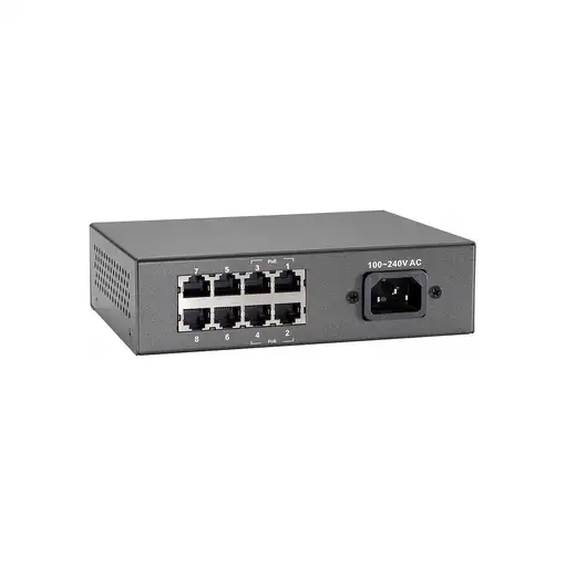 LevelOne Switch Fast Ethernet PoE de 8 puertos, 4 Ports RJ45, 4 Ports RJ45 PoE Plu
