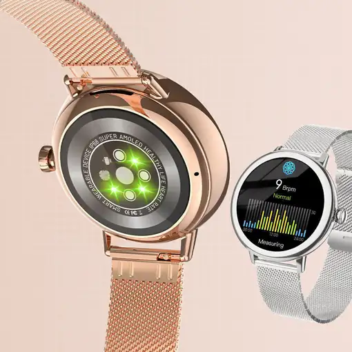 Smartwatch Klack para Mujer de Lujo, Pantalla Amoled Llamadas Bluetooth Plata