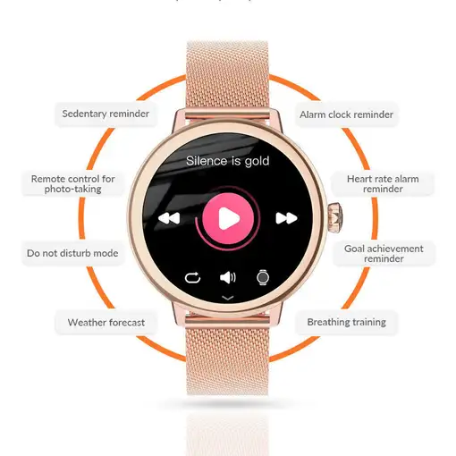 Smartwatch Klack para Mujer de Lujo, Pantalla Amoled Llamadas Bluetooth Plata