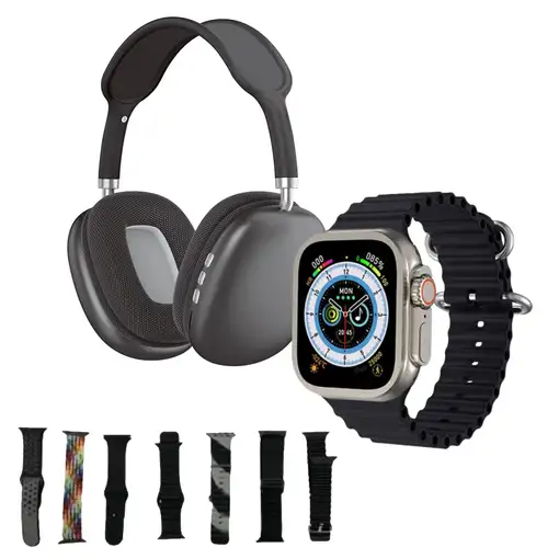 Smartwatchinteligente Klack Ultra 2 con auriculares KP9 y 7 correas
