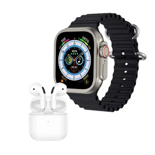Smartwatch Reloj inteligente Klack Ultra con auriculares Pro5 y 2 correas