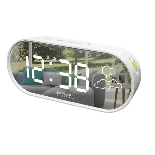 Explore Scientific RDC2002 Reloj despertador digital Espejo, Blanco