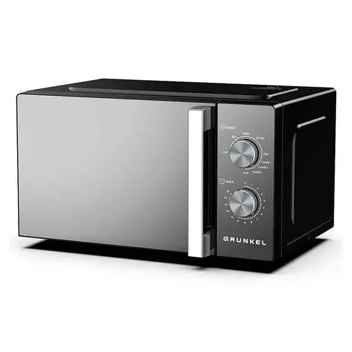 Microondas con grill espejo negro,  20L, 800 W, MWG 20ESPEJO GRUNKEL