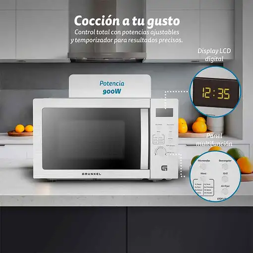 Microondas con gril y Air Fryer 28L, 2200 W, MW-28AIRFRYER GRUNKEL