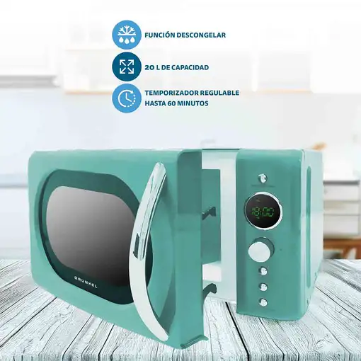 Microondas sin grill Vintage verde, 20 L , 700 W, MW-DGV  GRUNKEL