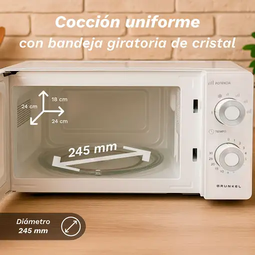 Microondas sin grill blanco, 20L, 700 W, MW-20MG GRUNKEL