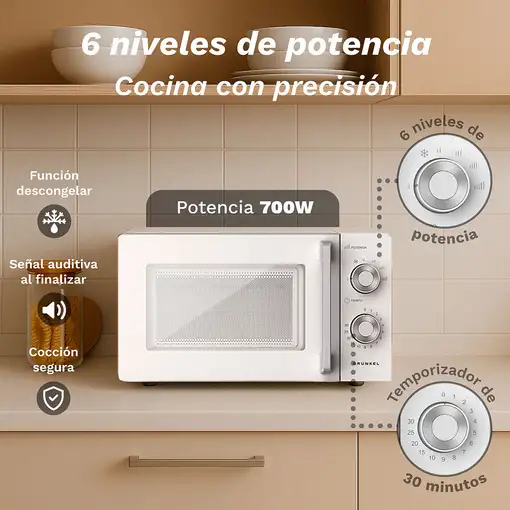 Microondas sin grill blanco, 20L, 700 W, MW-20MG GRUNKEL