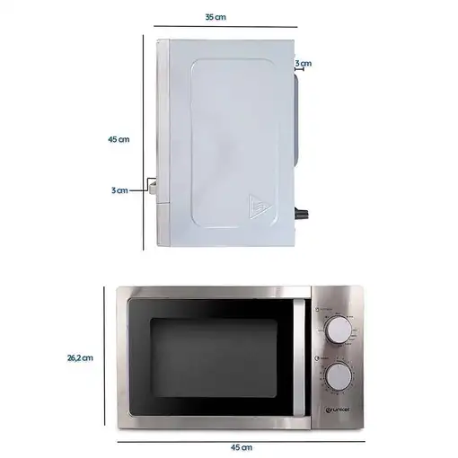 Microondas con grill inox, 20L, 700 W, MWG-20INOX GRUNKEL