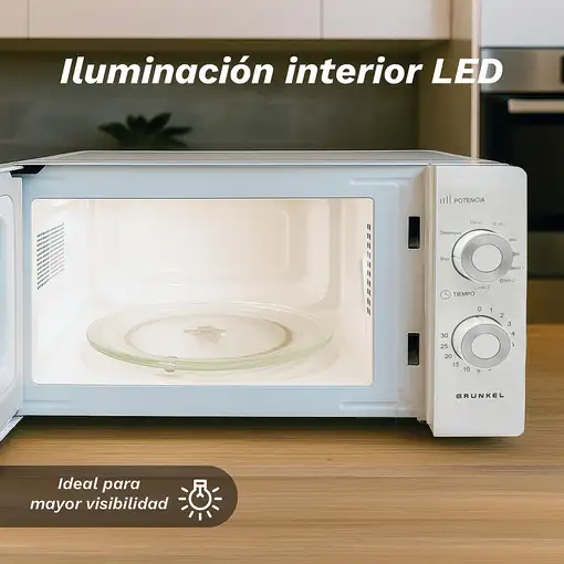Microondas con grill blanco, 20L, 900 W, MWG-20MG GRUNKEL