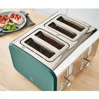 Nordic Tostadora Pan Ranura Ancha 4 Rebanadas, 3 Funciones, ST14620GRENEU SWAN