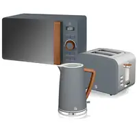 Nordic Set Desayuno, Hervidor 1,7L, Tostadora , Microondas 20L STRP1060GRYNEU SWAN