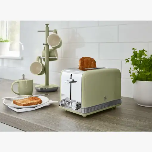 Retro Tostadora Pan Ranura Ancha 2 Rebanadas,  Descongelación, ST19010GNEU SWAN
