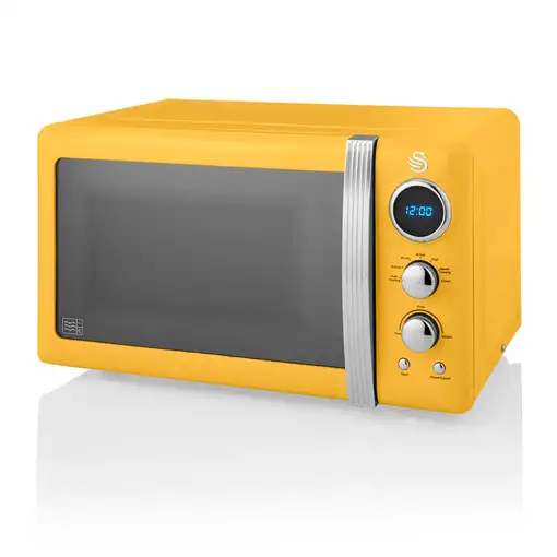 Retro Set Desayuno Hervidor Agua 1,8L,Tostadora,Microondas 20L,STRP2070YELNEU SWAN