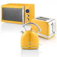 Retro Set Desayuno Hervidor Agua 1,8L,Tostadora,Microondas 20L,STRP2070YELNEU SWAN