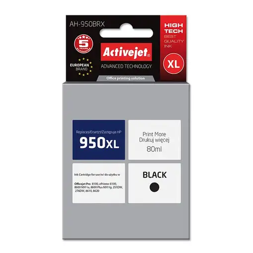 Activejet Tinta AH-950BRX (sustitución de la HP 950XL CN045AE; Premium; 80 ml; neg
