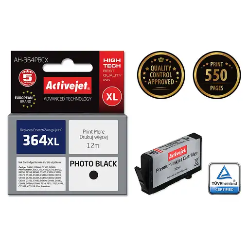 Activejet Tinta AH-364BCX (repuesto HP 364XL CN684EE; Premium; 20 ml; negro)