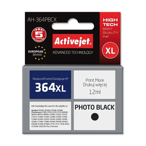 Activejet Tinta AH-364BCX (repuesto HP 364XL CN684EE; Premium; 20 ml; negro)