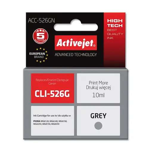 Activejet Tinta ACC-526GN (Canon CLI-526G de repuesto; Supreme; 10 ml; gris)