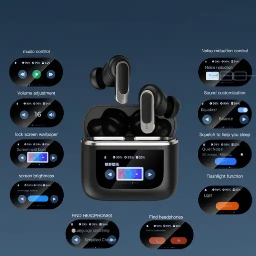 Auriculares Bluetooth Klack con Cancelación de ruido real (ANC)  Pantalla táctil