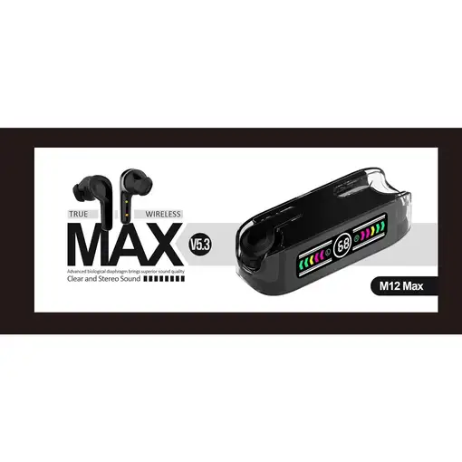 Auriculares bluetooth M12 max Negro