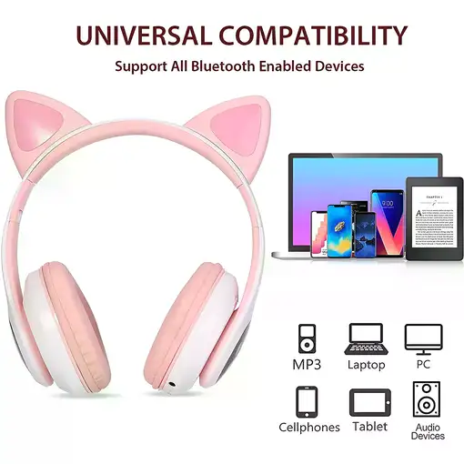 Auriculares Bluetooth Orejas Gato Rosa