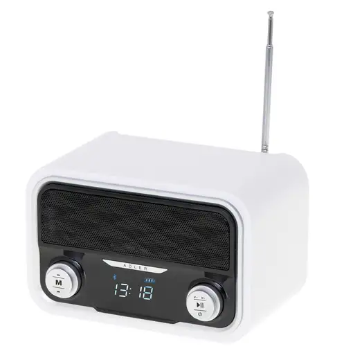 Radio Bluetooth, FM, Memoria 50 Emisoras, MP3, Puerto USB-Tarjeta SD, AD1185 Adler