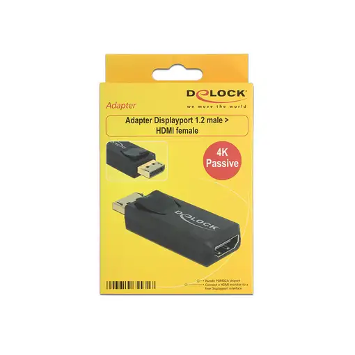 DeLOCK 65571 cambiador de género para cable Displayport 1.2 HDMI Negro