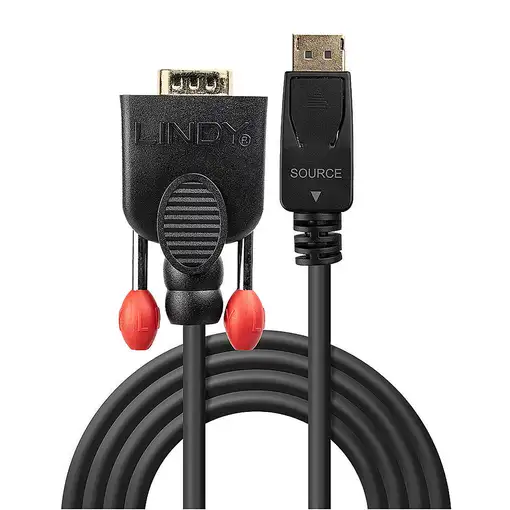 Lindy 41943 adaptador de cable de vídeo 3 m VGA (D-Sub) DisplayPort Negro