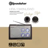 Radio Portátil Vintage FM Analógica, Puerto USB - MP3, SD, HRA1345NUSWD Roadstar