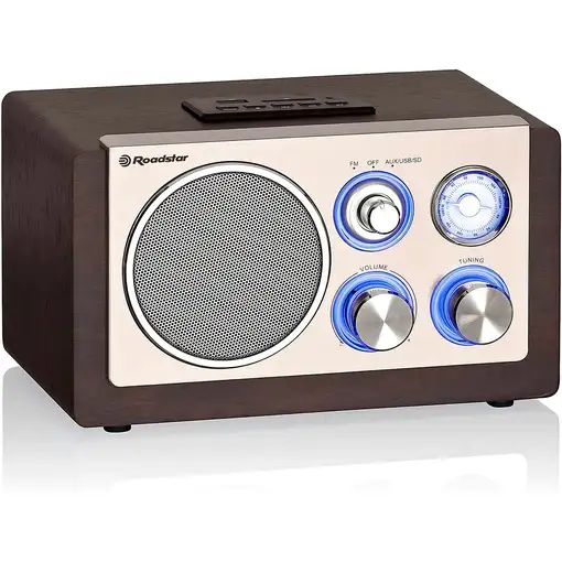 Radio Portátil Vintage FM Analógica, Puerto USB - MP3, SD, HRA1345NUSWD Roadstar
