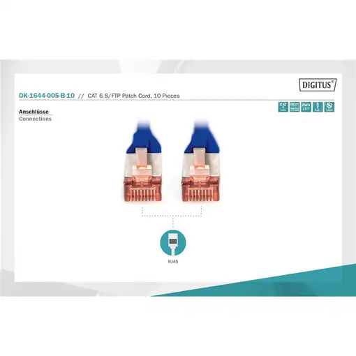 Digitus Cable de conexión CAT 6 S/FTP, 10 unidades
